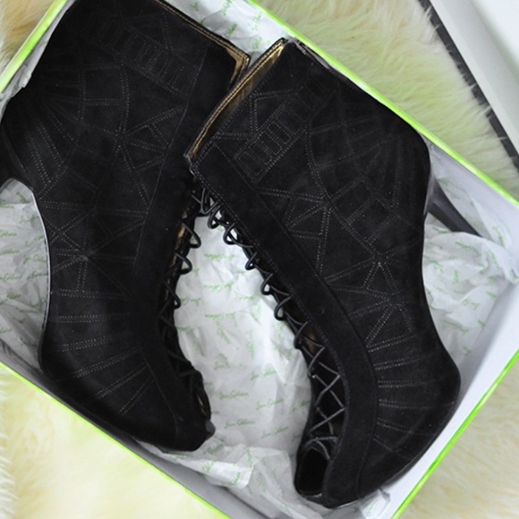 Sam Edelman Queenie Bootie Open-toe Corset Suede shoes heels US Women 9.5 - Picture 3 of 16